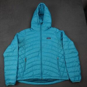 Patagonia Down Sweater Full Zip Hoody Jacket Womens Large Blue Insulated